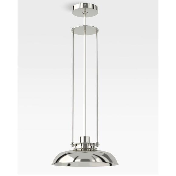 Rejuvenation 12" Ormandy Pendant Light Polished Nickel Length is 26" MINT - Picture 1 of 7